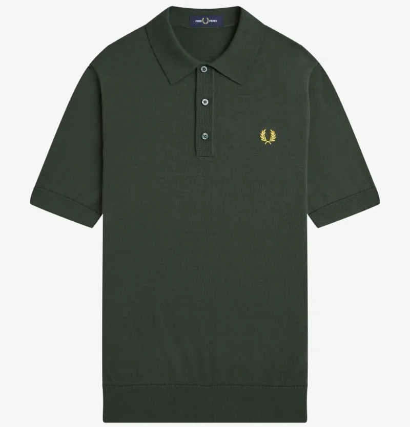 Fred Perry Cotton Knitted Shirt - Court Green