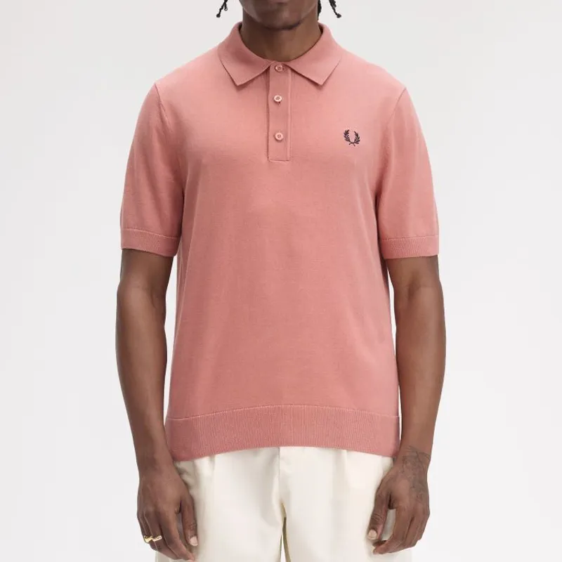 Fred Perry Cotton Knitted Shirt - Putty Pink-2