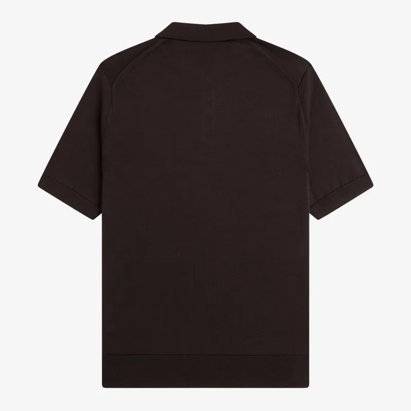 Fred Perry Cotton Knitted Shirt - Rich Brown-1