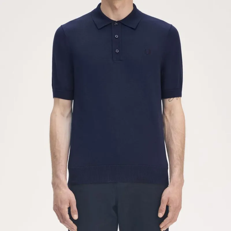 Fred Perry Cotton Knitted Shirt - Tennis Blue-2