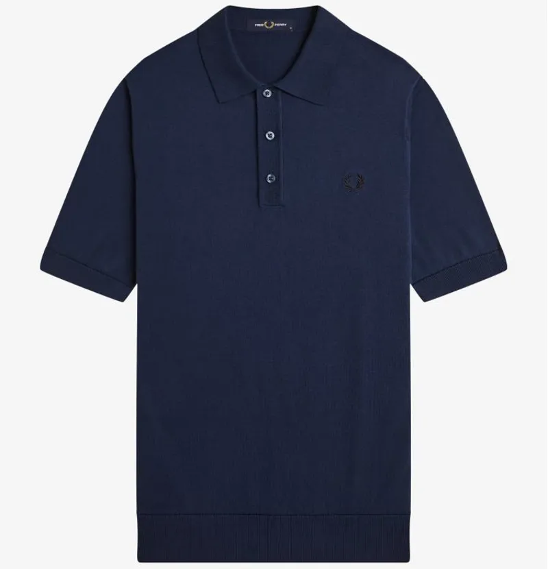 Fred Perry Cotton Knitted Shirt - Tennis Blue