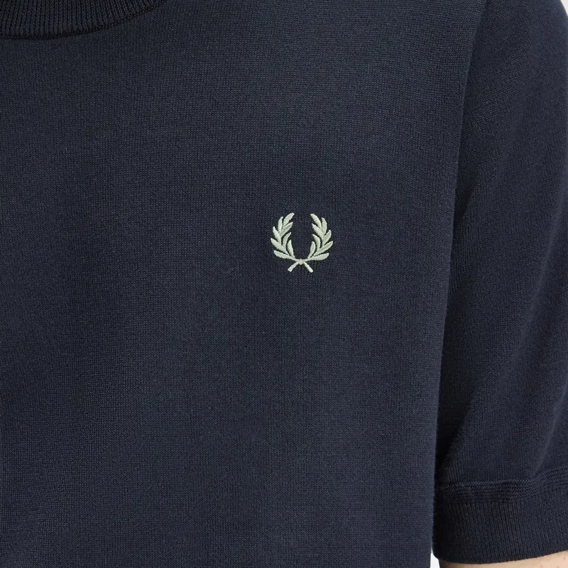 Fred Perry Cotton Knitted T-Shirt - Navy-4