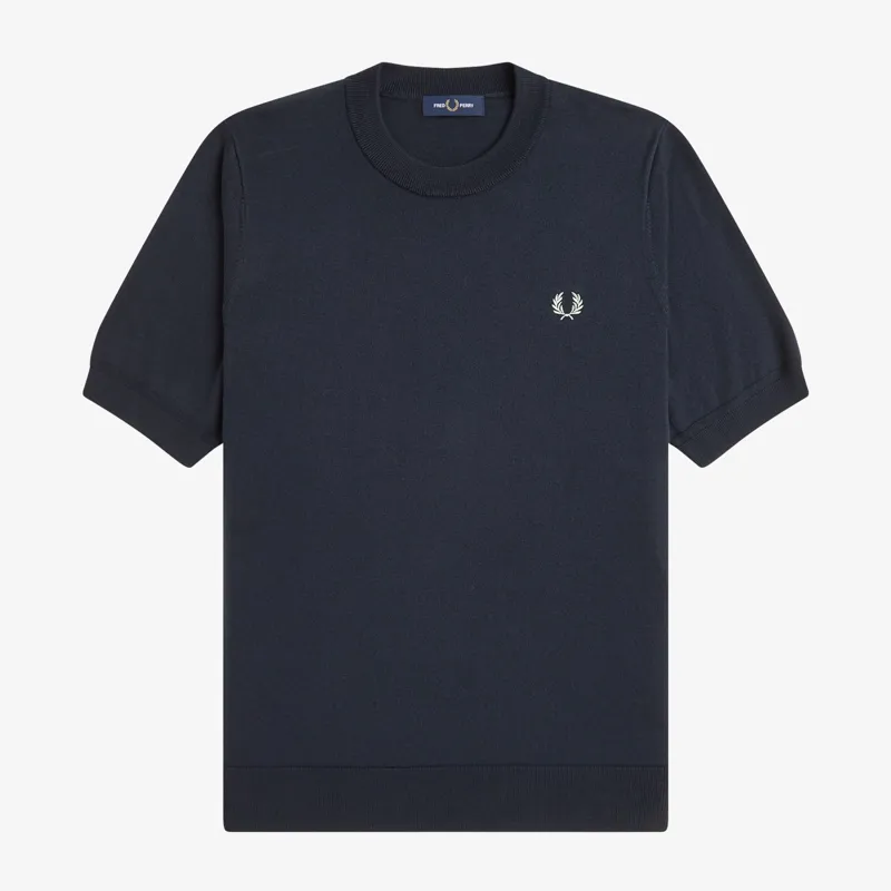 Fred Perry Cotton Knitted T-Shirt - Navy