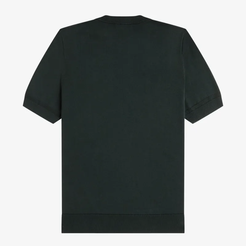 Fred Perry Cotton Knitted T-Shirt - Night Green-1