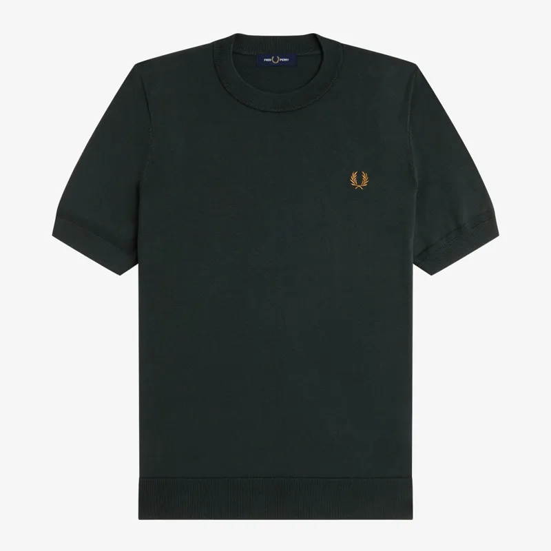 Fred Perry Cotton Knitted T-Shirt - Night Green
