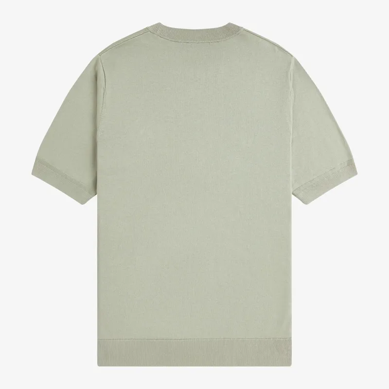 Fred Perry Cotton Knitted T-Shirt - Seagrass-1