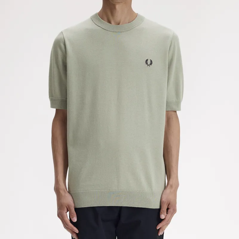 Fred Perry Cotton Knitted T-Shirt - Seagrass-2