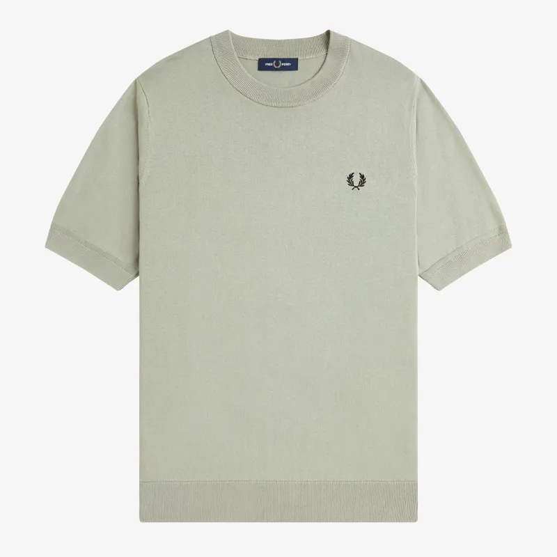 Fred Perry Cotton Knitted T-Shirt - Seagrass