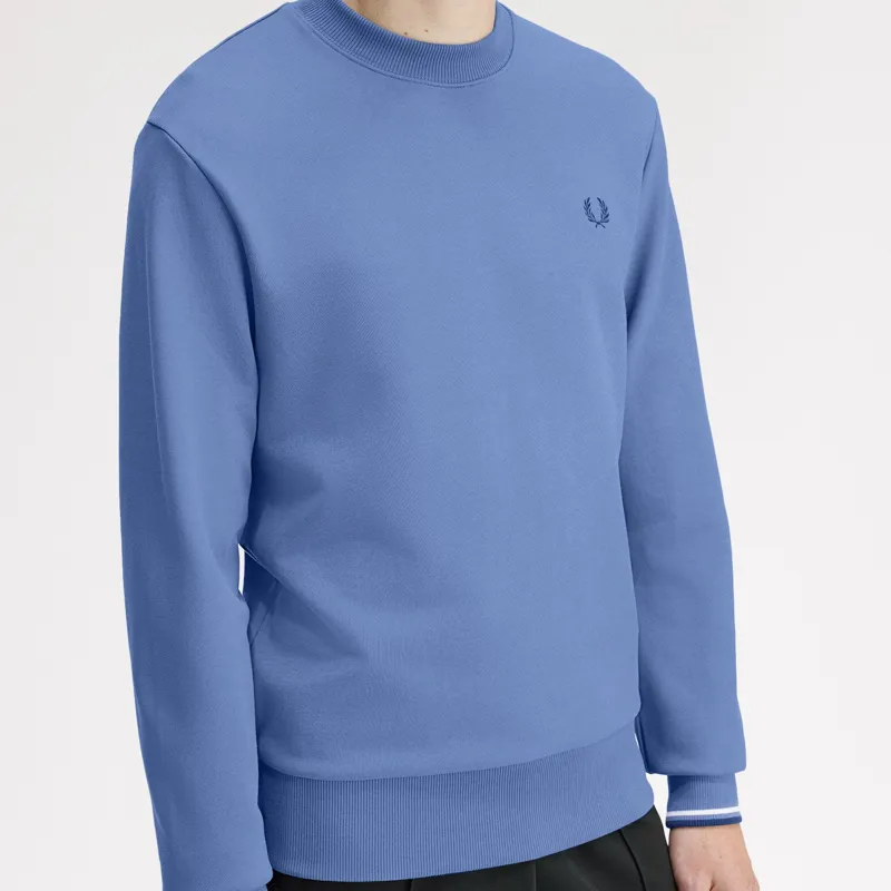 Fred Perry Crew Neck Sweatshirt - Ace Blue/Snow White/Tennis Blue-2