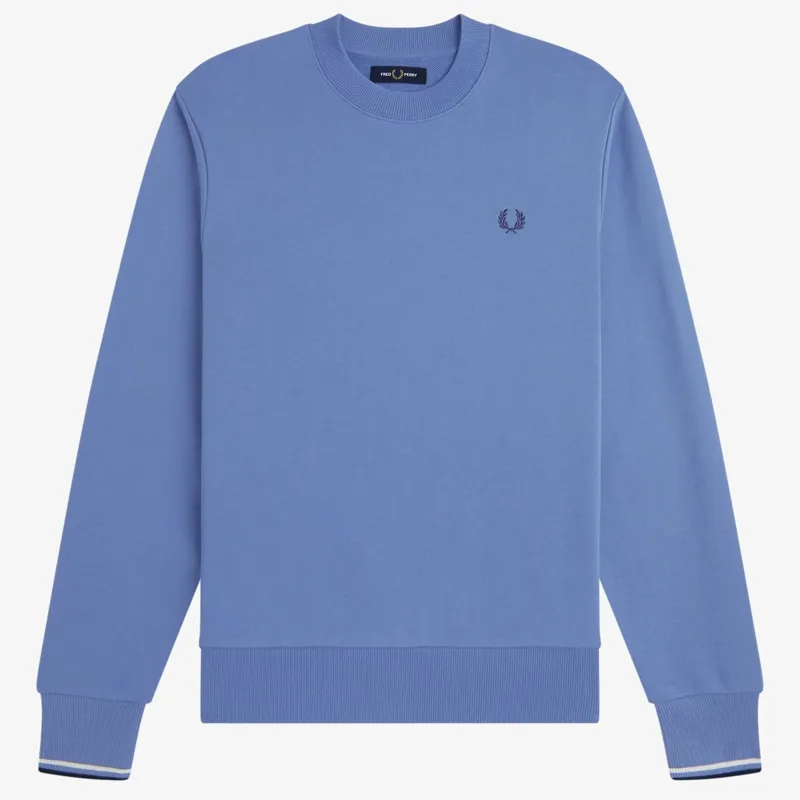 Fred Perry Crew Neck Sweatshirt - Ace Blue/Snow White/Tennis Blue