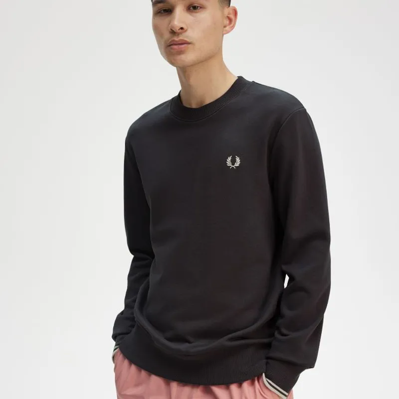 Fred Perry Crew Neck Sweatshirt - Anchor Grey/Oatmeal-2