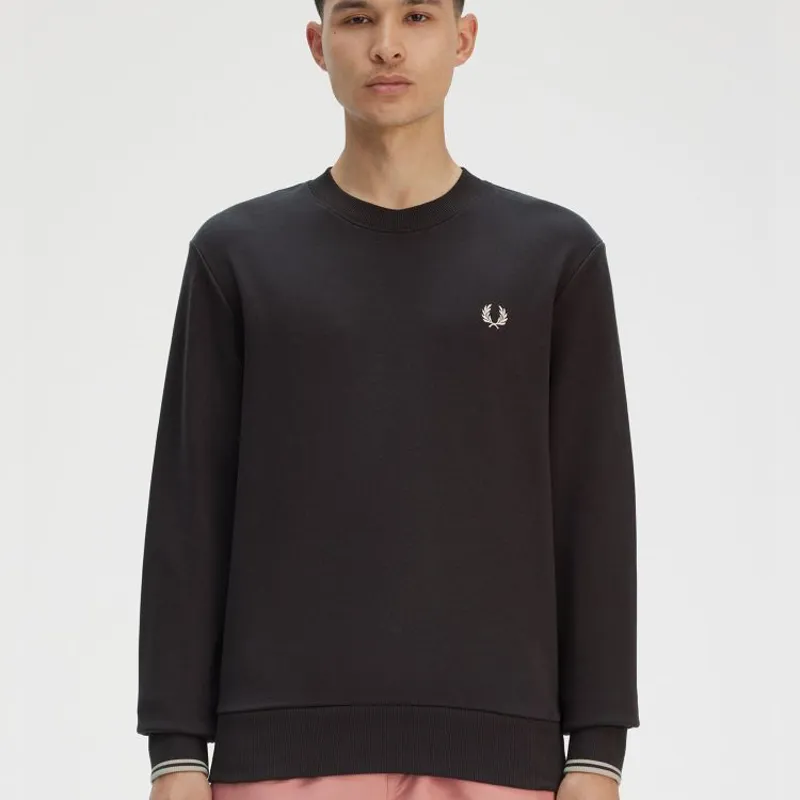 Fred Perry Crew Neck Sweatshirt - Anchor Grey/Oatmeal-3