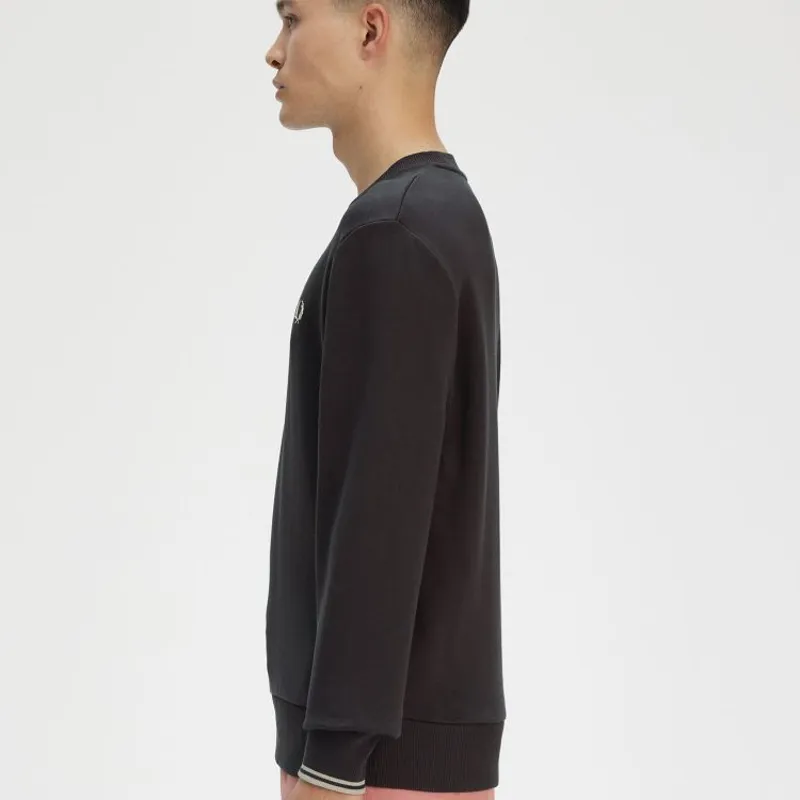 Fred Perry Crew Neck Sweatshirt - Anchor Grey/Oatmeal-4
