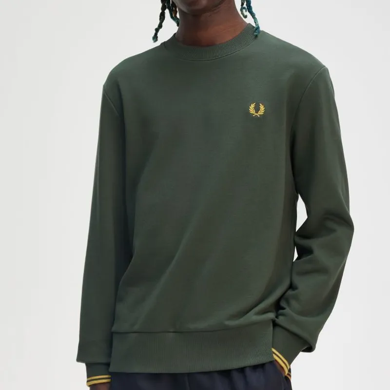 Fred Perry Crew Neck Sweatshirt - Court Green-2