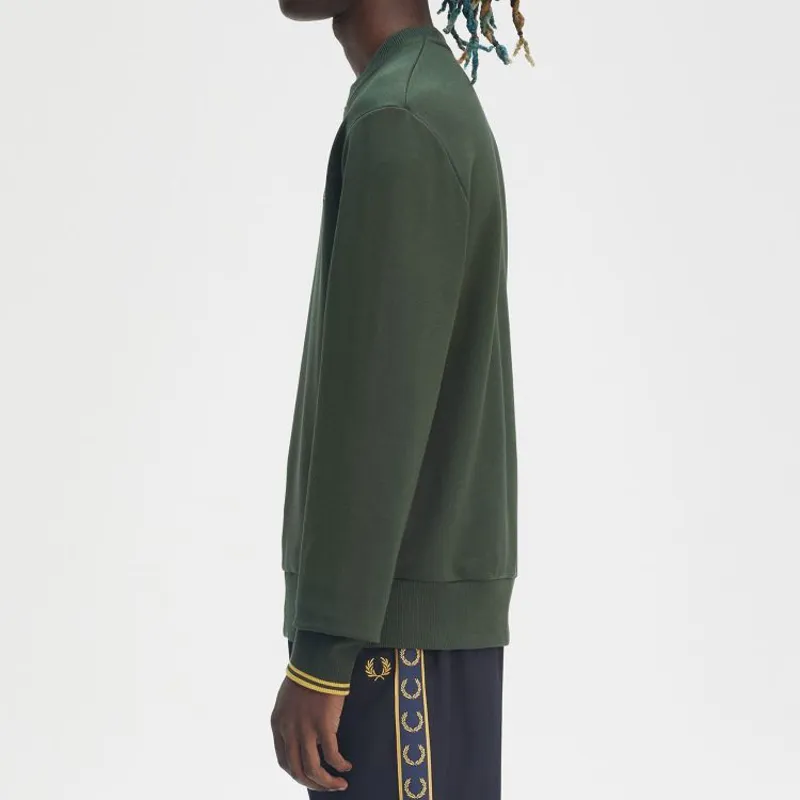Fred Perry Crew Neck Sweatshirt - Court Green-4