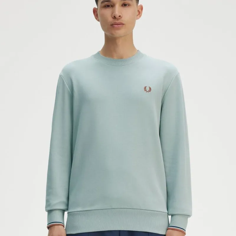 Fred Perry Crew Neck Sweatshirt - Silver Blue-3
