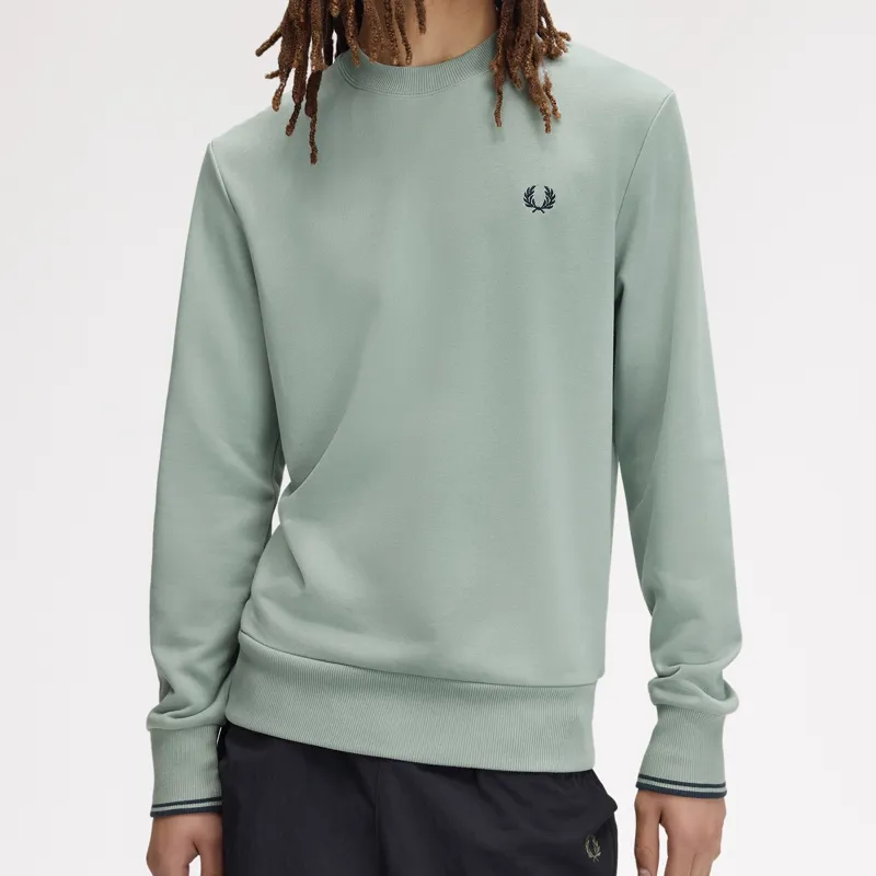 Fred Perry Crew Neck Sweatshirt - Silver Blue/Dark Airforce/Dark Airforce-2