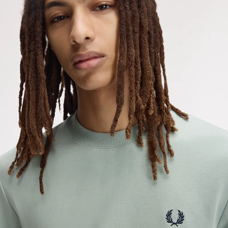 Fred Perry Crew Neck Sweatshirt - Silver Blue/Dark Airforce/Dark Airforce-3
