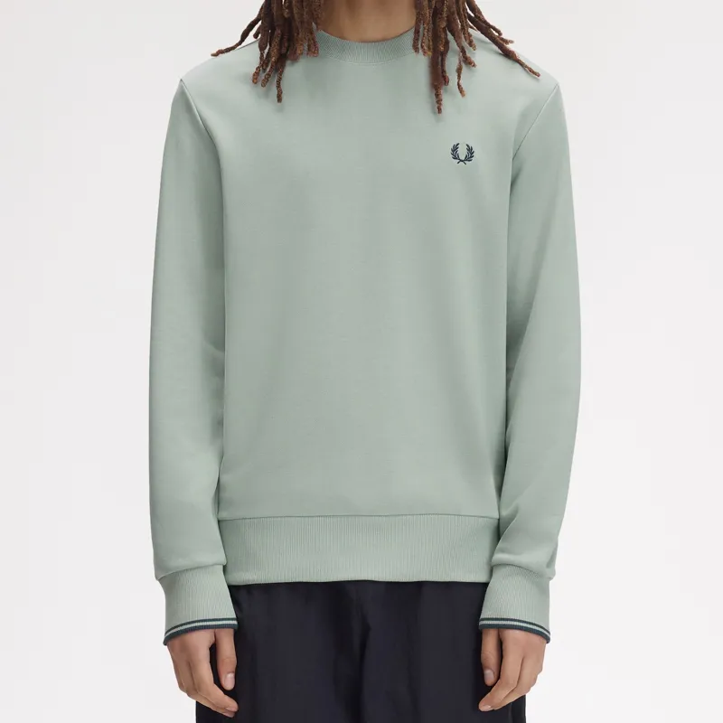 Fred Perry Crew Neck Sweatshirt - Silver Blue/Dark Airforce/Dark Airforce-5