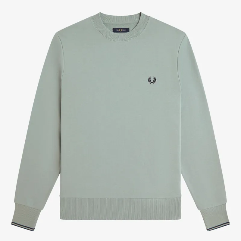 Fred Perry Crew Neck Sweatshirt - Silver Blue/Dark Airforce/Dark Airforce