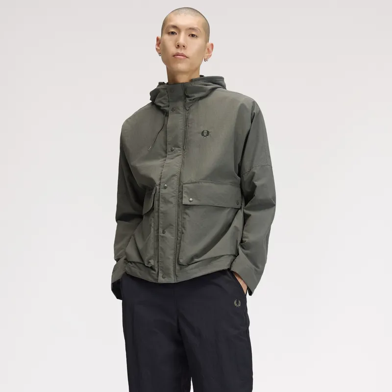 Fred Perry Cropped Ripstop Parka - Field Green-2