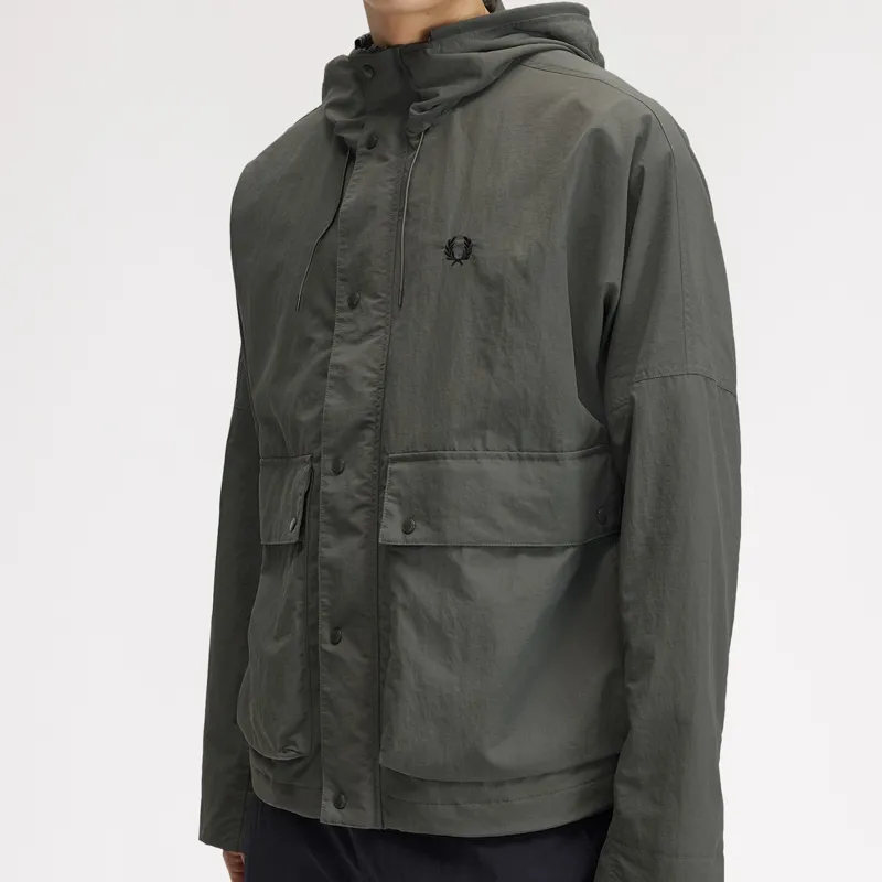 Fred Perry Cropped Ripstop Parka - Field Green-3