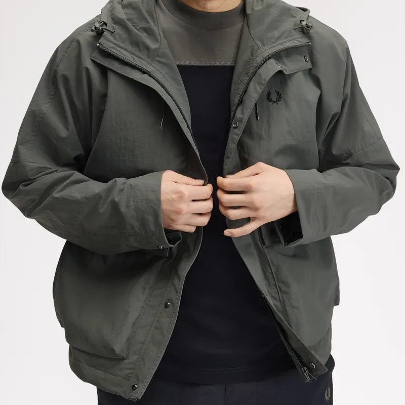 Fred Perry Cropped Ripstop Parka - Field Green-4