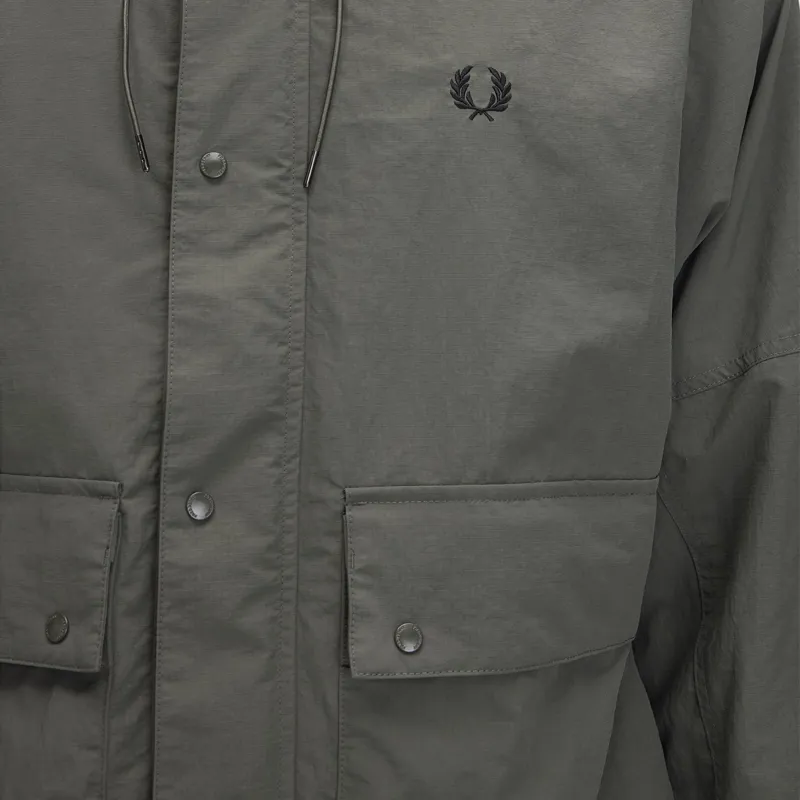 Fred Perry Cropped Ripstop Parka - Field Green-7