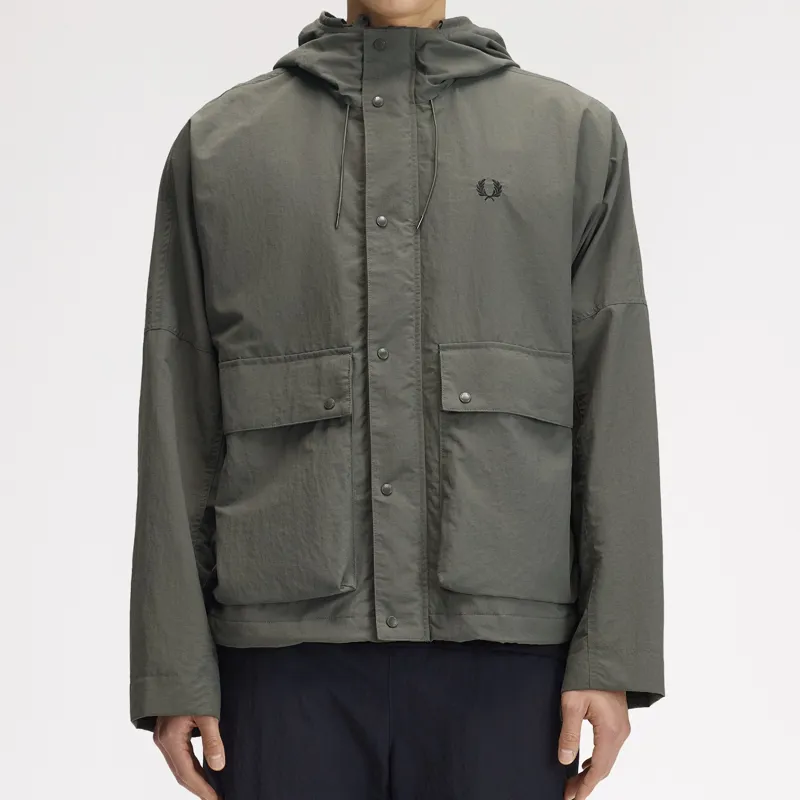 Fred Perry Cropped Ripstop Parka - Field Green-8