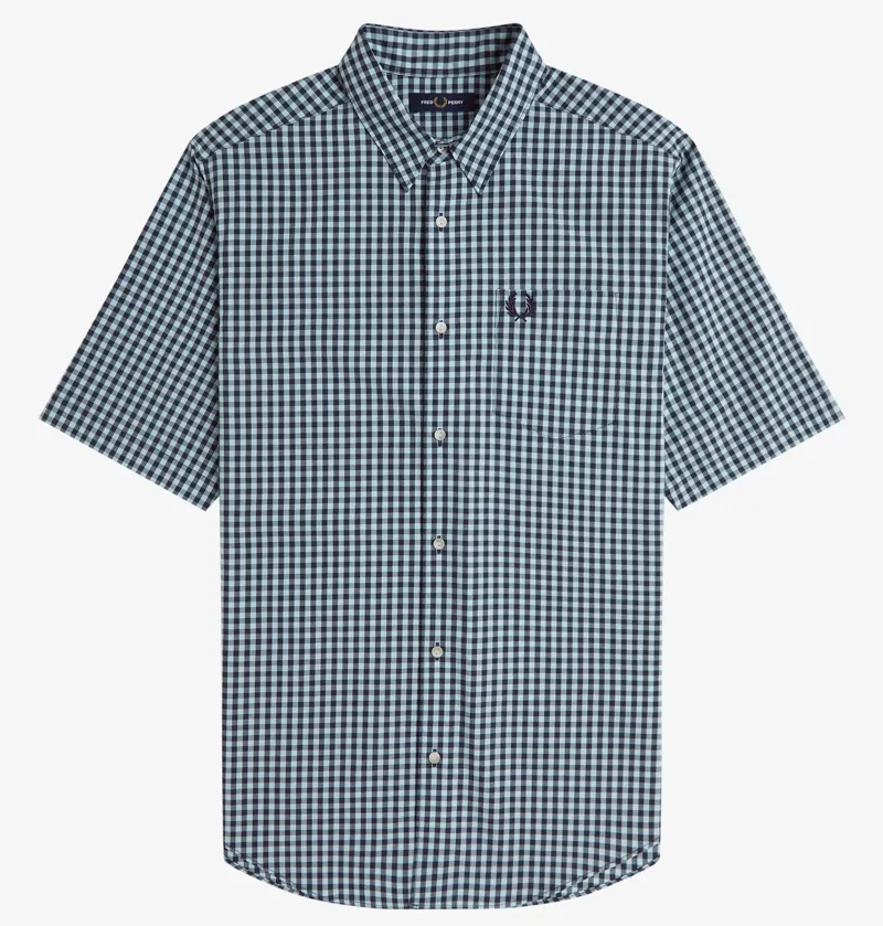 Fred Perry Gingham Short Sleeve Shirt - Ball Boy Blue