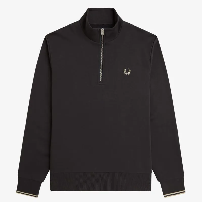 Fred Perry Half Zip Sweatshirt - Anchor Grey/Oatmeal