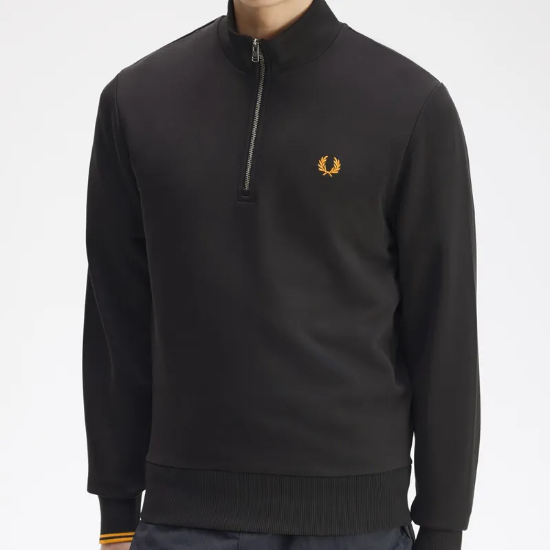 Fred Perry Half Zip Sweatshirt - Anchor Grey/Golden-2