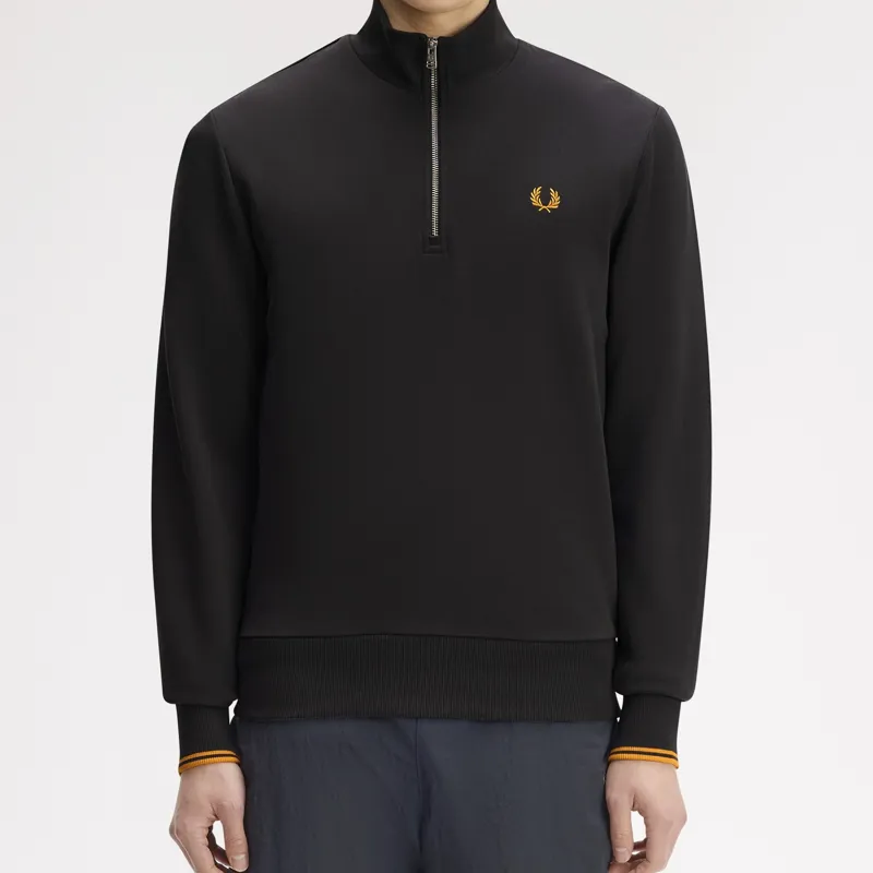 Fred Perry Half Zip Sweatshirt - Anchor Grey/Golden-4
