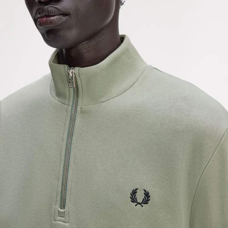 Fred Perry Half Zip Sweatshirt - Bayleaf/Dark Airforce/Tennis Blue-5