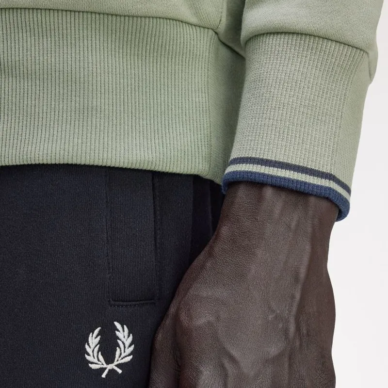 Fred Perry Half Zip Sweatshirt - Bayleaf/Dark Airforce/Tennis Blue-8