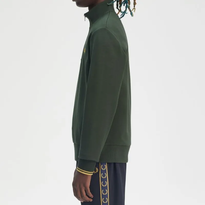 Fred Perry Half Zip Sweatshirt - Court Green-4