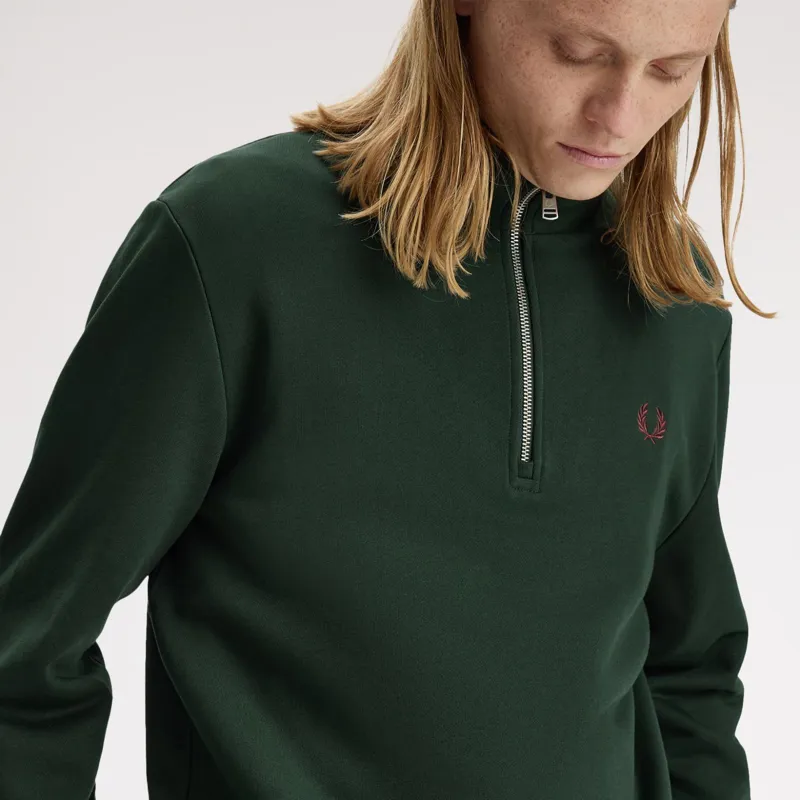 Fred Perry Half Zip Sweatshirt - Grassroots/Stockport Blue/Oxblood-5