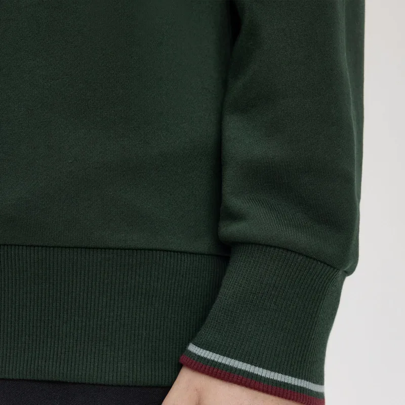 Fred Perry Half Zip Sweatshirt - Grassroots/Stockport Blue/Oxblood-6