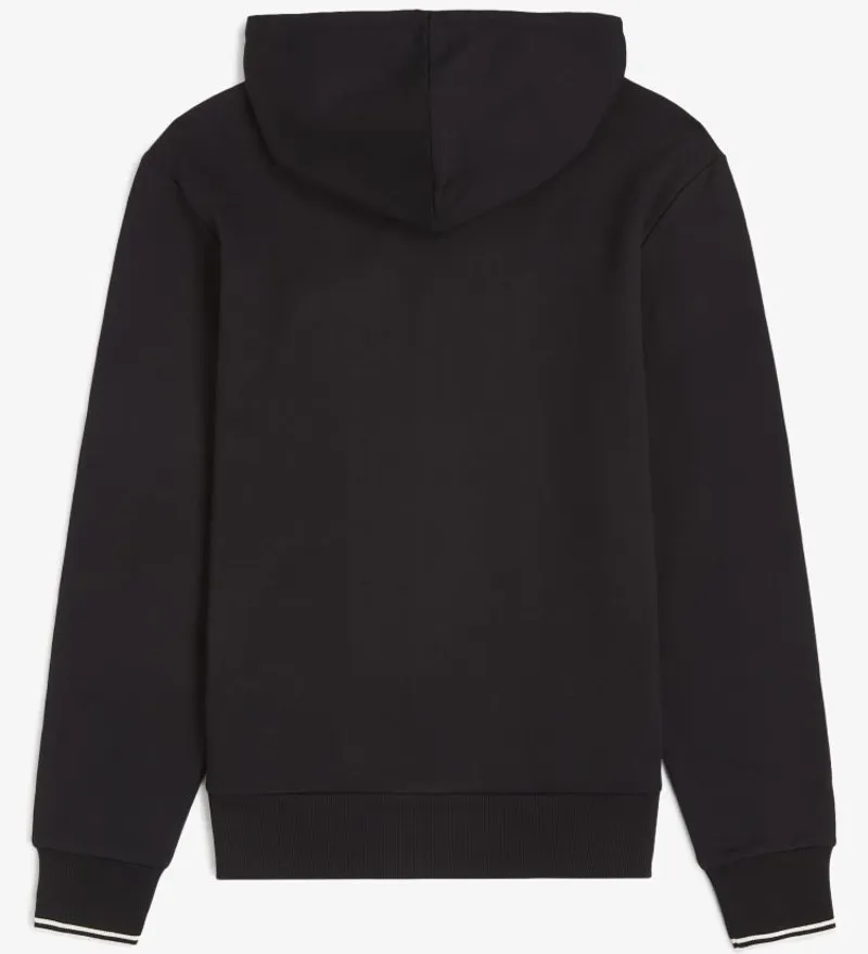 Fred Perry Hooded Zip Through Sweatshirt - Black-1