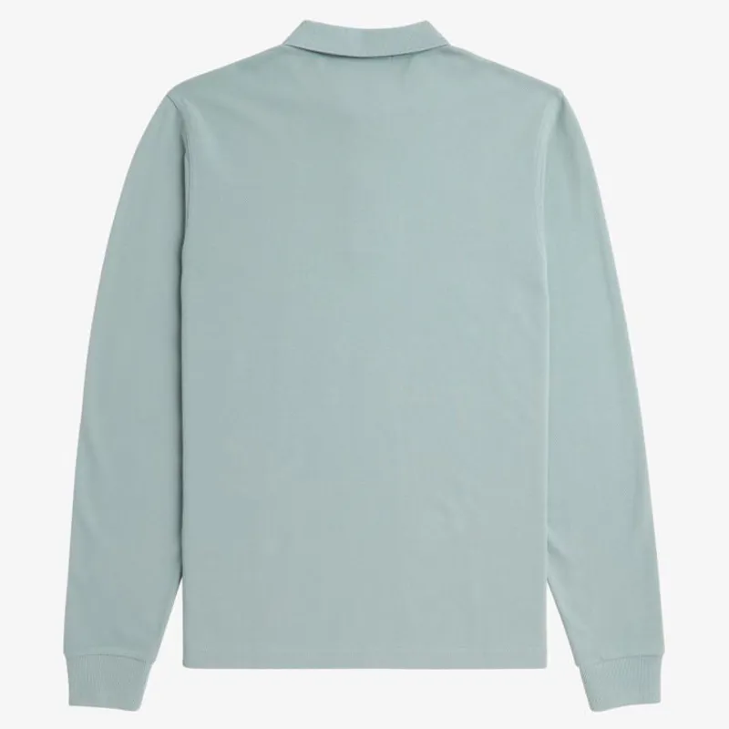Fred Perry LS Plain Polo Shirt - Silver Blue/Black-1