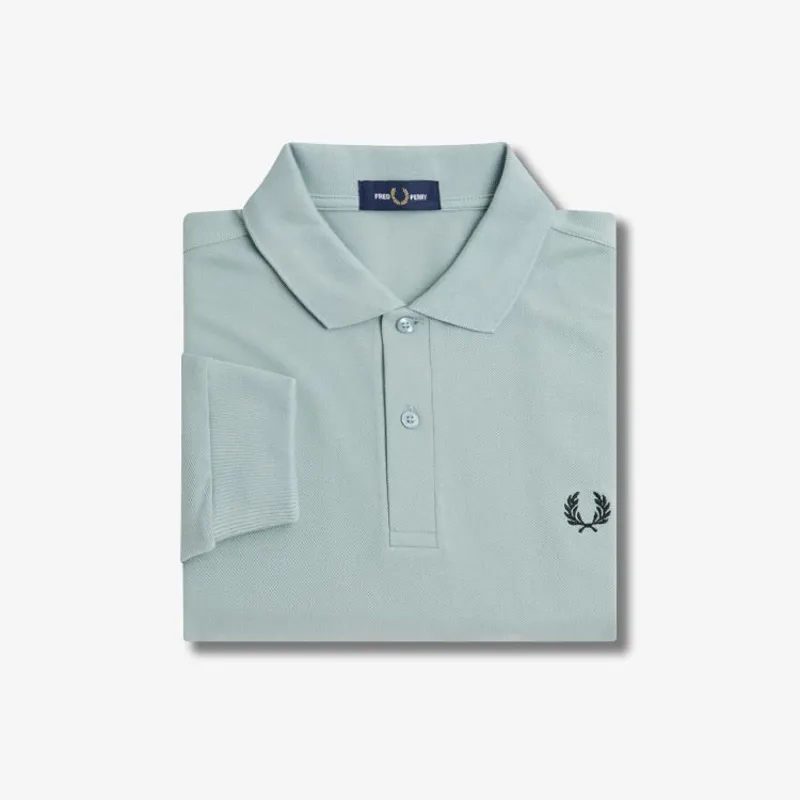 Fred Perry LS Plain Polo Shirt - Silver Blue/Black-2