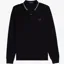 Fred Perry LS Twin Tipped Polo Shirt - Black/Ecru/Laurel Wreath Green
