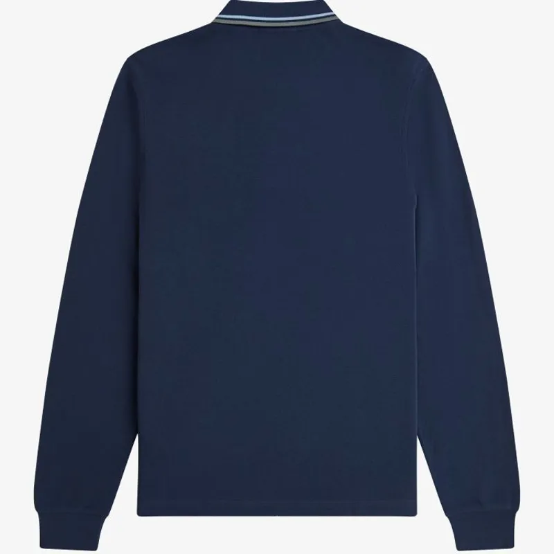 Fred Perry LS Twin Tipped Polo Shirt - Dark Airforce/Light Ice/Bayleaf-1