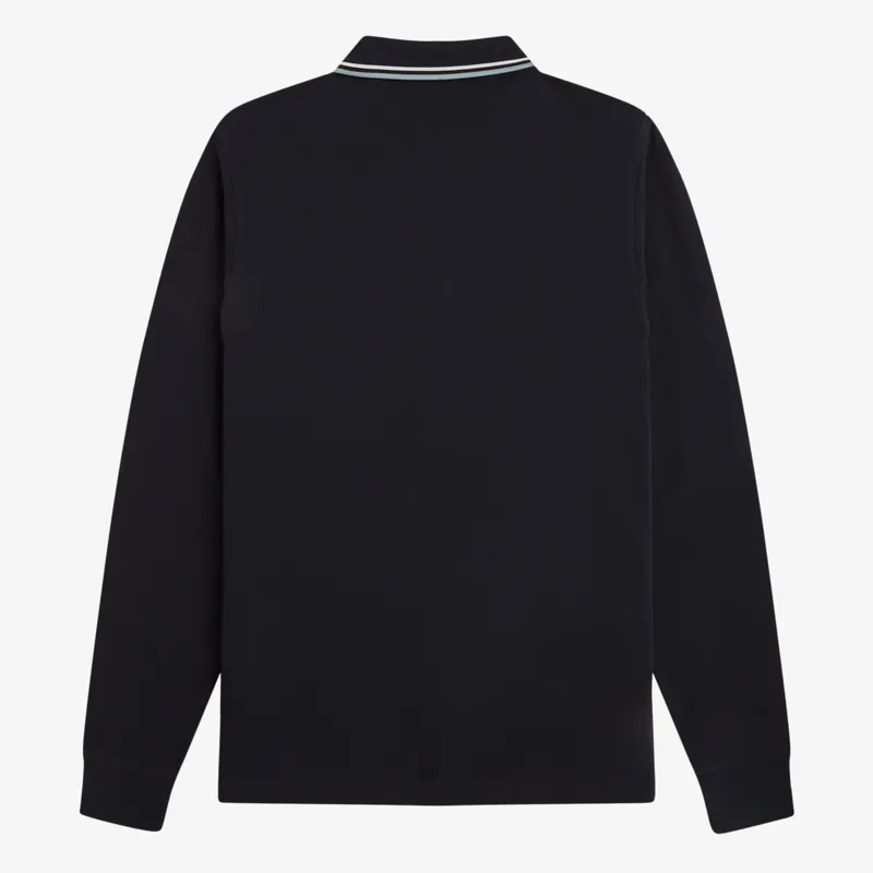 Fred Perry LS Twin Tipped Polo Shirt - Navy/Ecru/Silver Blue-1