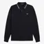 Fred Perry LS Twin Tipped Polo Shirt - Navy/Ecru/Silver Blue