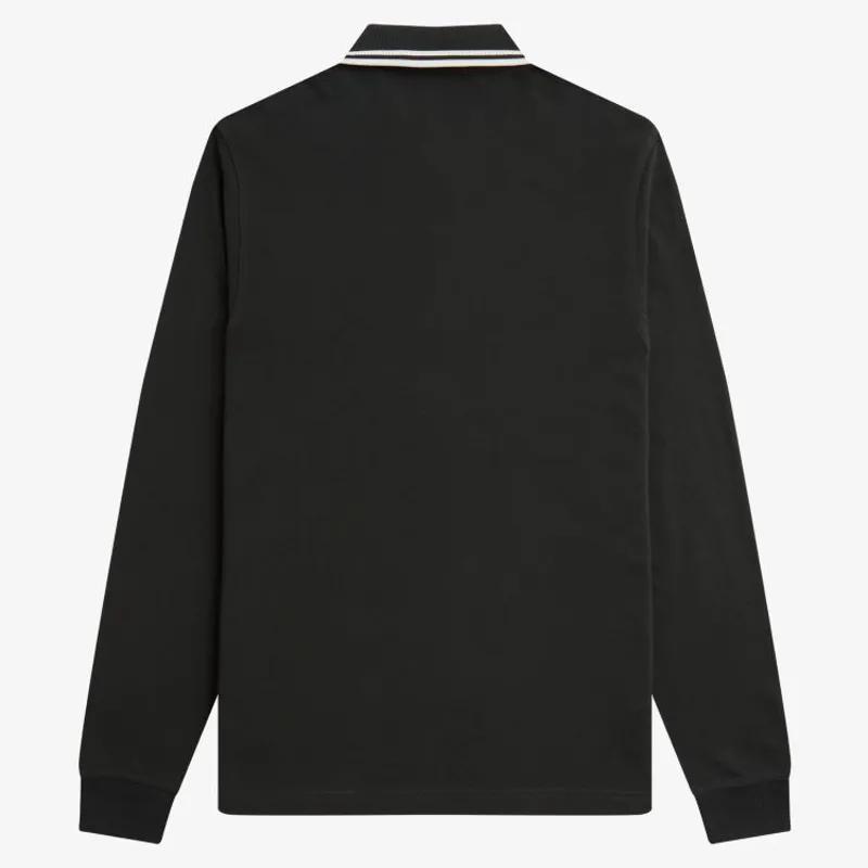 Fred Perry LS Twin Tipped Polo Shirt - Night Green/Snow White-1