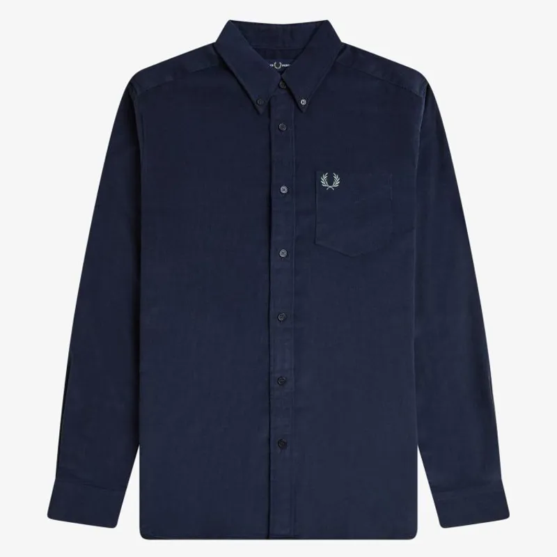 Fred Perry Needle Cord Shirt - Dark Airforce