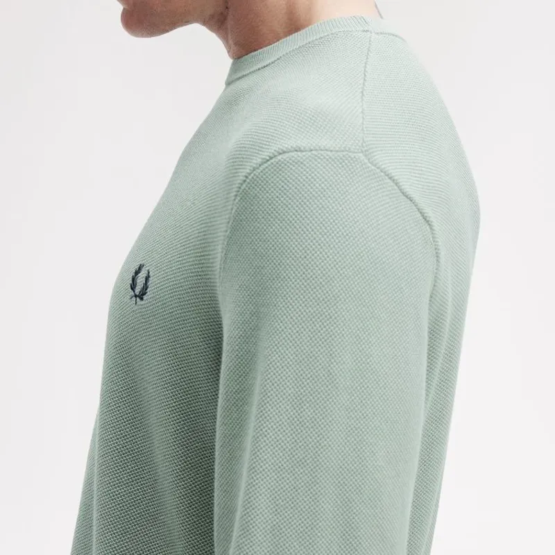 Fred Perry Pique Stitch Jumper - Bayleaf-2