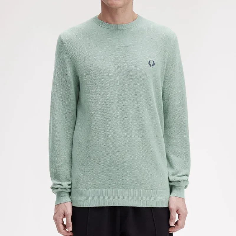 Fred Perry Pique Stitch Jumper - Bayleaf-3