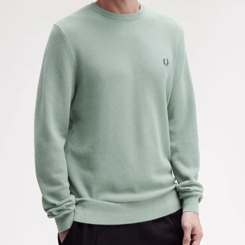 Fred Perry Pique Stitch Jumper - Bayleaf-5